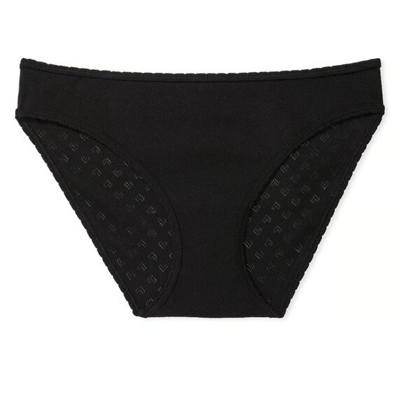 VS PINK BLACK POINTELLE Cotton Bikini Panty - XXL - Picture 3 of 5